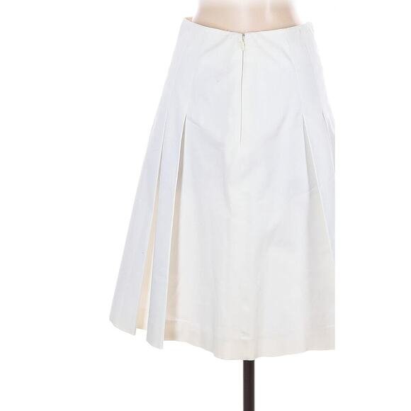 ETRO Italy White A-Line Pleated Skirt Size 36 US 2 Formal Midi Cotton Blend - Picture 3 of 7